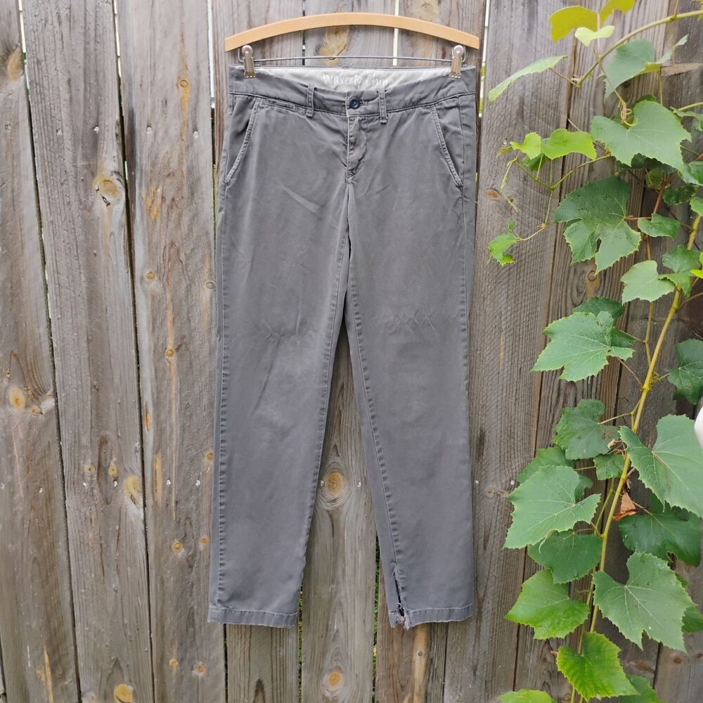 J.Crew Waverly Chino Pants Size 0 Gray Distressed Slit Hem Grunge Gorpcore 2011